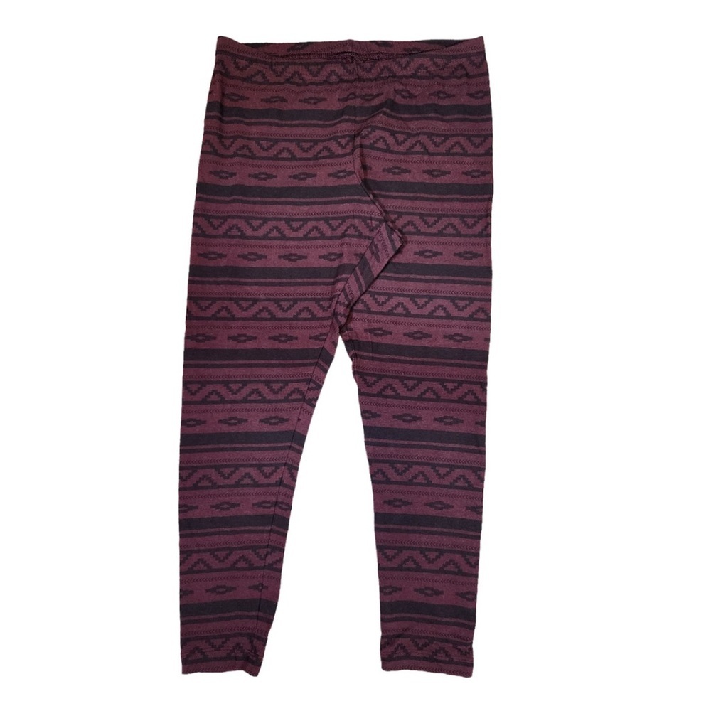 Old Navy Maroon and Black Aztec Bohemian Stretchy Cozy Comfy Leggings Size XL